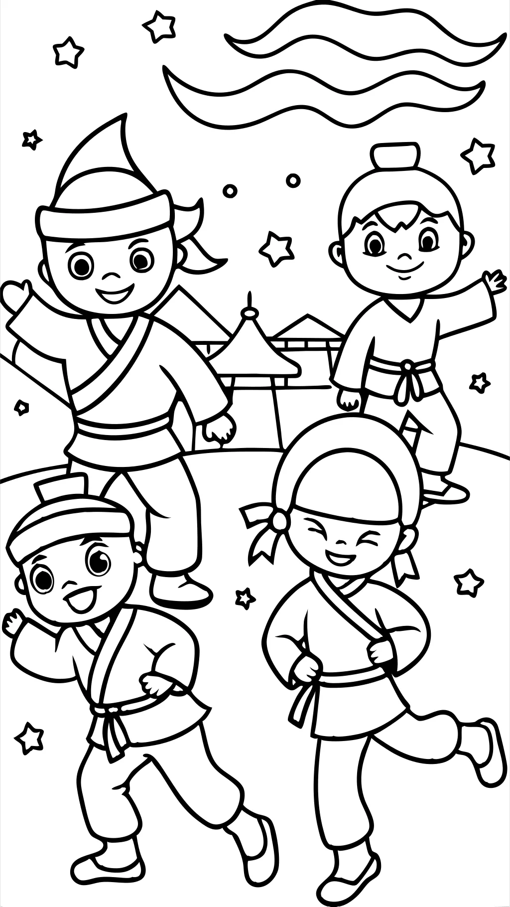 Ninja Kids Coloring Pages